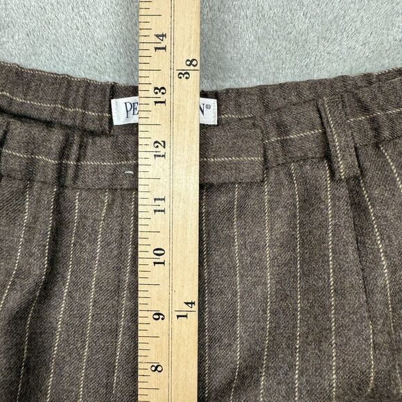 Pendleton Pants Women's 8 Wool Trousers High Waist Pleated Brown Pin Striped - Picture 8 of 11